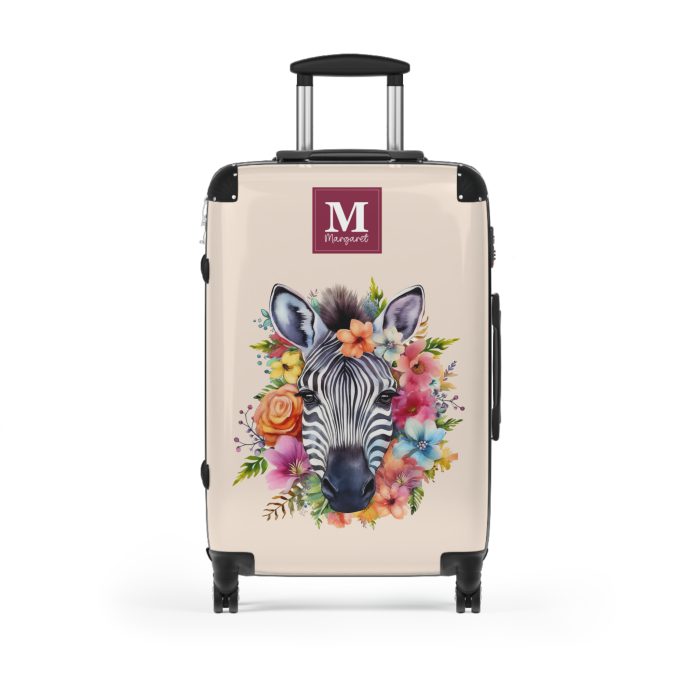 Zebra Custom Suitcase - A unique and personalized travel companion featuring a striking zebra design for a touch of wild elegance.