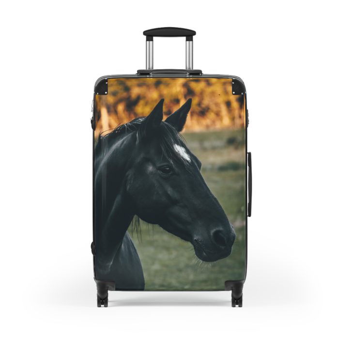 Black Horse Suitcase - Kids' luggage featuring a sleek black horse design, perfect for young equestrians.