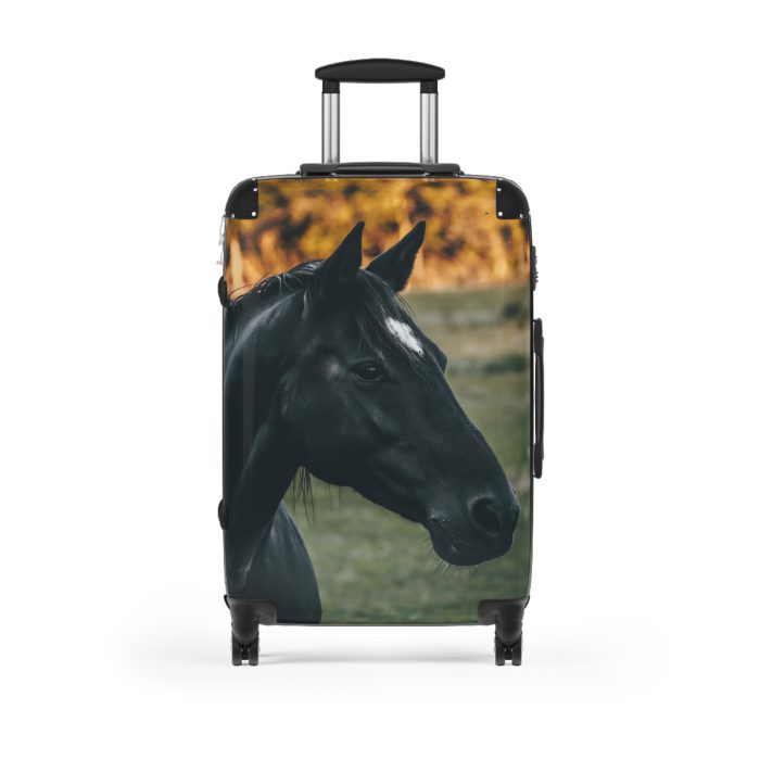 Black Horse Suitcase - Kids' luggage featuring a sleek black horse design, perfect for young equestrians.