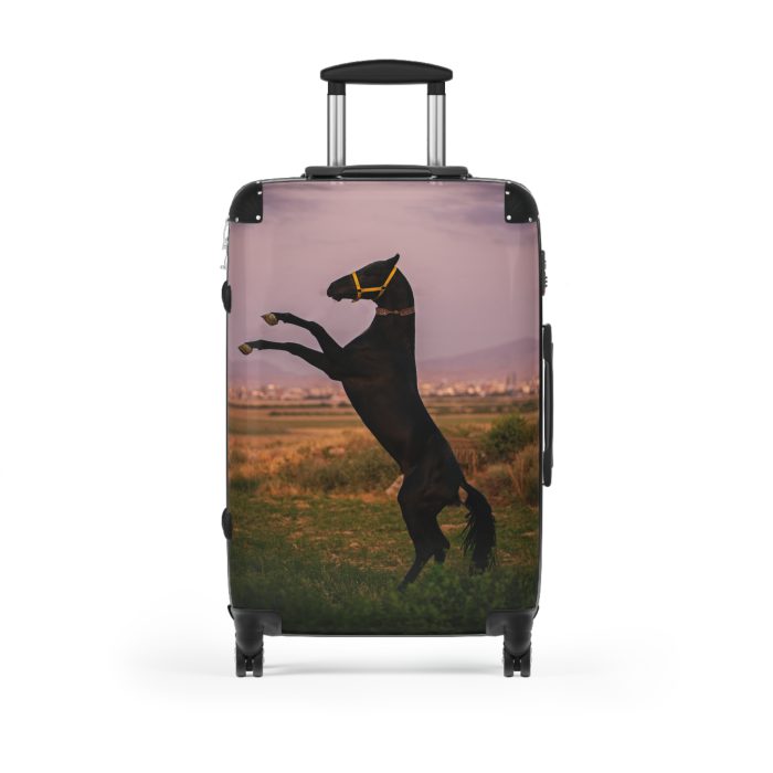 Black Horse Suitcase - Kids' luggage featuring a sleek black horse design, perfect for young equestrians.