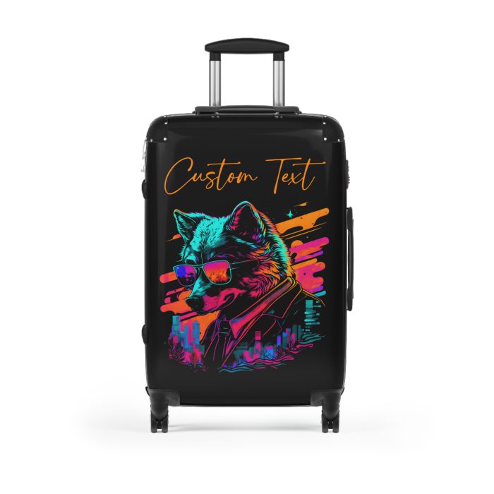 Custom Gangster Wolf Suitcase - Edgy luggage featuring a personalized gangster wolf design for the adventurous traveler.