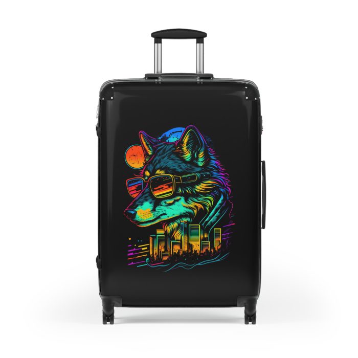 Gangster Wolf Suitcase - Stylish and edgy luggage showcasing a fierce gangster wolf design for the bold traveler.