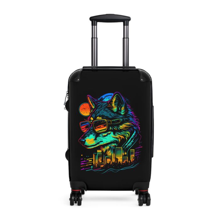 Gangster Wolf Suitcase - Stylish and edgy luggage showcasing a fierce gangster wolf design for the bold traveler.