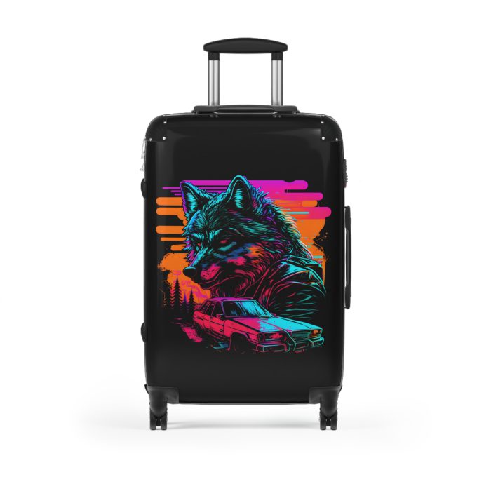 Gangster Wolf Suitcase - Stylish and edgy luggage showcasing a fierce gangster wolf design for the bold traveler.