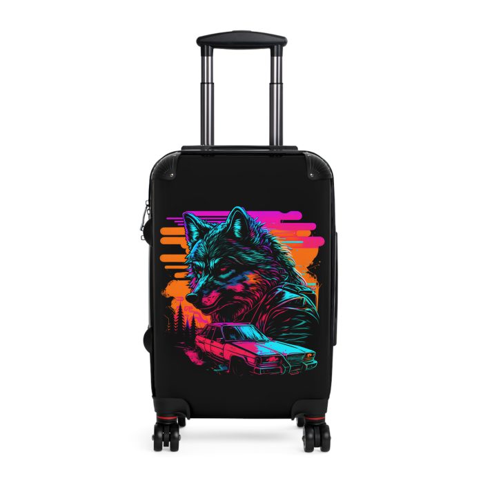 Gangster Wolf Suitcase - Stylish and edgy luggage showcasing a fierce gangster wolf design for the bold traveler.