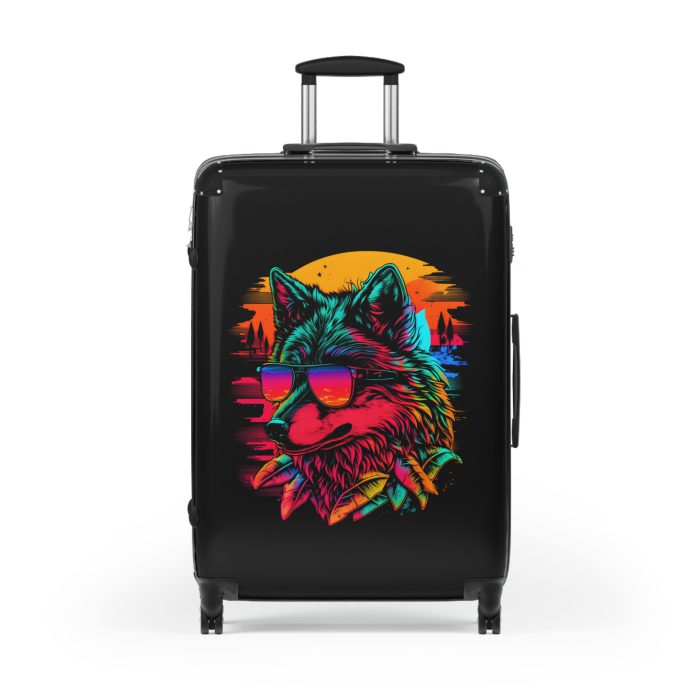 Gangster Wolf Suitcase - Stylish and edgy luggage showcasing a fierce gangster wolf design for the bold traveler.