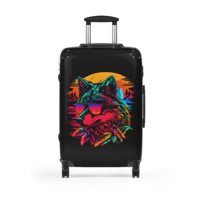 Gangster Wolf Suitcase - Stylish and edgy luggage showcasing a fierce gangster wolf design for the bold traveler.