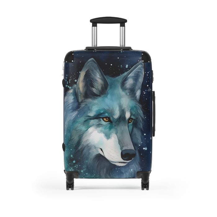 Celestial Wolf Suitcase - A unique and stylish travel companion adorned with celestial elements for cosmic explorers.