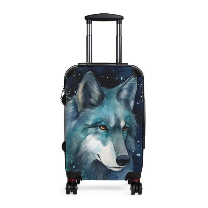 Celestial Wolf Suitcase - A unique and stylish travel companion adorned with celestial elements for cosmic explorers.