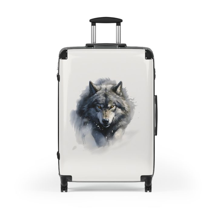 Snowy Wolf Suitcase - Stylish and sturdy luggage featuring a captivating snowy wolf design for your winter journeys.