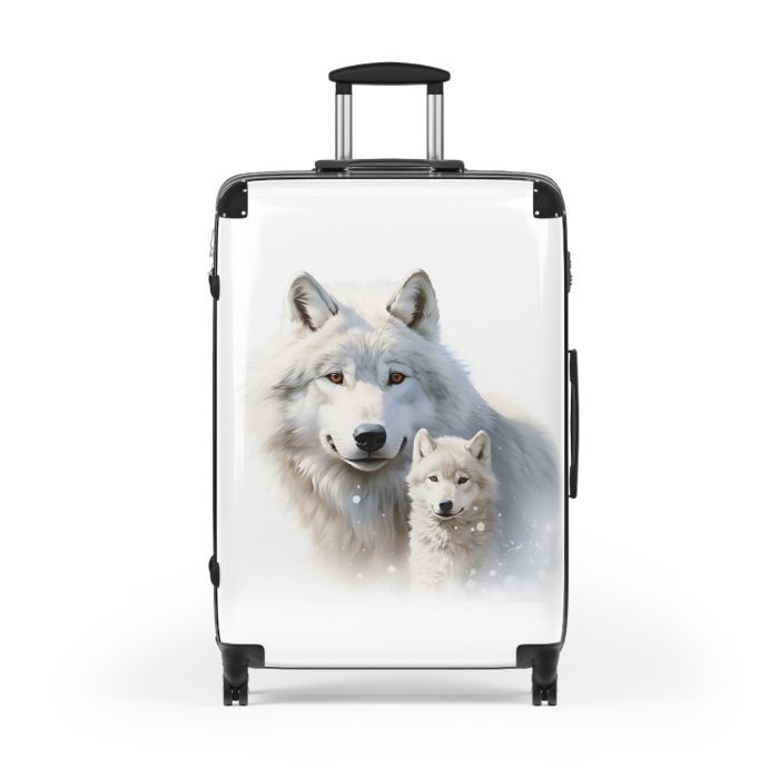 Snowy Wolf Suitcase - Stylish and sturdy luggage featuring a captivating snowy wolf design for your winter journeys.