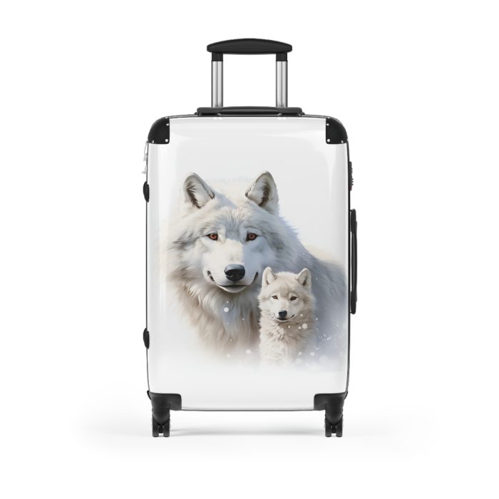 Snowy Wolf Suitcase - Stylish and sturdy luggage featuring a captivating snowy wolf design for your winter journeys.