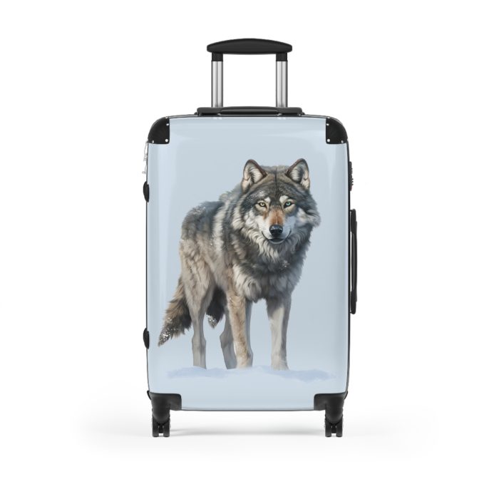 Snowy Wolf Suitcase - Stylish and sturdy luggage featuring a captivating snowy wolf design for your winter journeys.