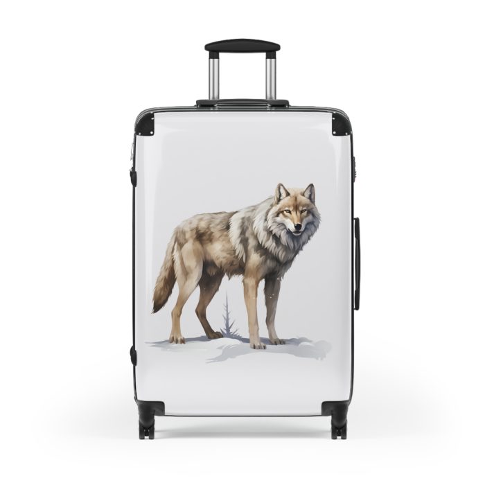 Snowy Wolf Suitcase - Stylish and sturdy luggage featuring a captivating snowy wolf design for your winter journeys.