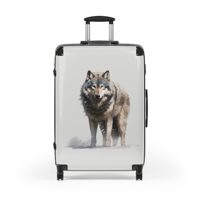 Snowy Wolf Suitcase - Stylish and sturdy luggage featuring a captivating snowy wolf design for your winter journeys.