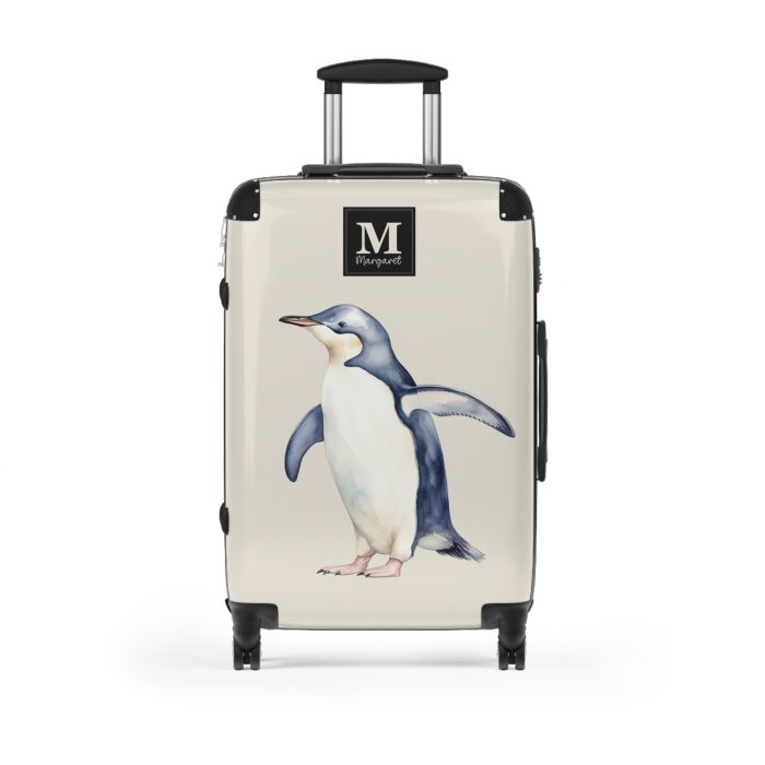 Custom Penguin Suitcase - A personalized travel companion adorned with a unique penguin design, ready to reflect your individuality during your adventures.