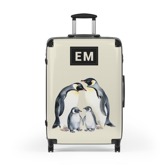 Custom Penguin Suitcase - A personalized travel companion adorned with a unique penguin design, ready to reflect your individuality during your adventures.