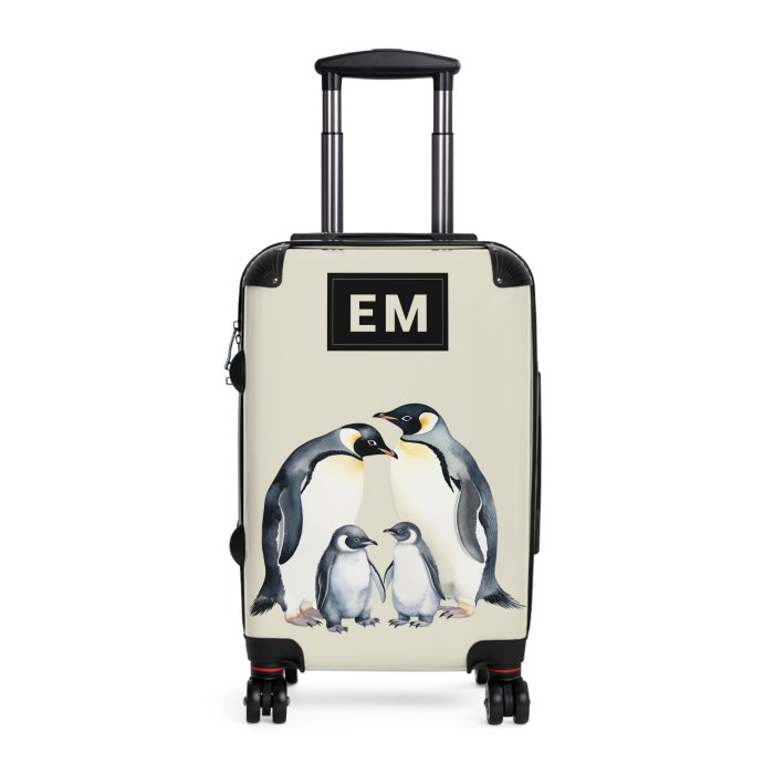 Custom Penguin Suitcase - A personalized travel companion adorned with a unique penguin design, ready to reflect your individuality during your adventures.