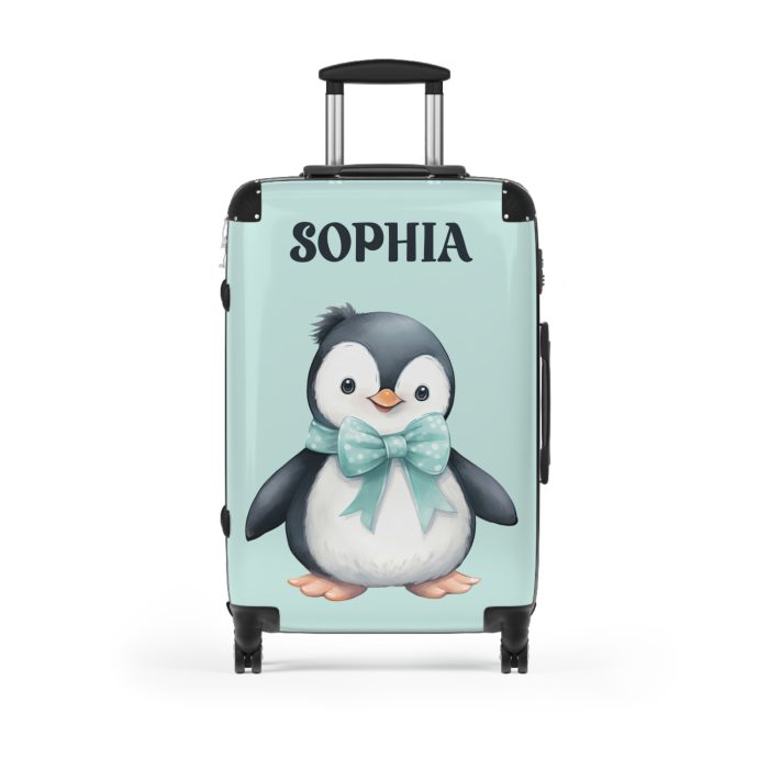 Custom Penguin Suitcase - A personalized travel companion adorned with a unique penguin design, ready to reflect your individuality during your adventures.