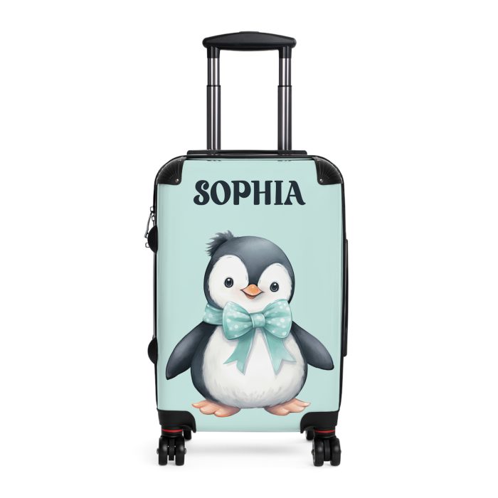 Custom Penguin Suitcase - A personalized travel companion adorned with a unique penguin design, ready to reflect your individuality during your adventures.