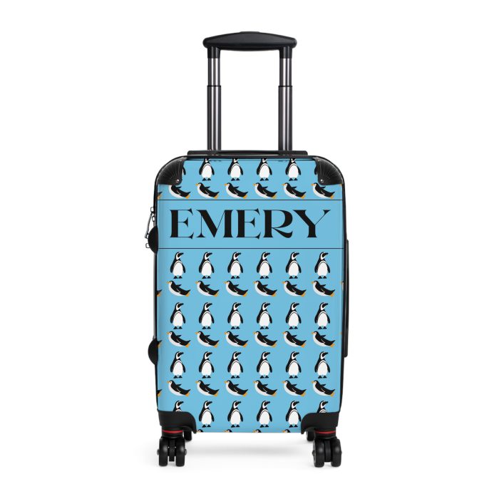 Custom Penguin Suitcase - A personalized travel companion adorned with a unique penguin design, ready to reflect your individuality during your adventures.