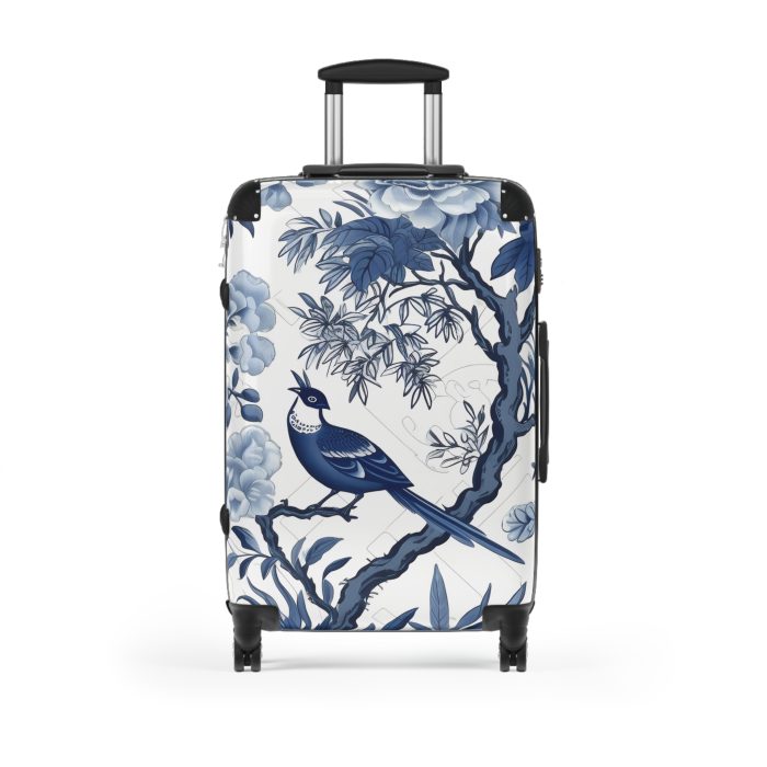 Blue & White Chinoiserie suitcase, a durable and stylish travel companion. Crafted with classic Chinoiserie designs, it's perfect for those who appreciate timeless elegance on their journeys.