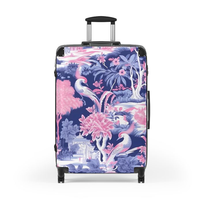 Pink Blue Chinoiserie suitcase, a durable and stylish travel companion. Crafted with vibrant Pink Blue Chinoiserie patterns, it's perfect for those who appreciate artistic elegance on their journeys.