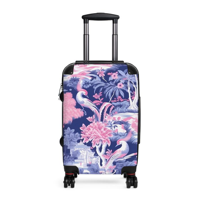 Pink Blue Chinoiserie suitcase, a durable and stylish travel companion. Crafted with vibrant Pink Blue Chinoiserie patterns, it's perfect for those who appreciate artistic elegance on their journeys.