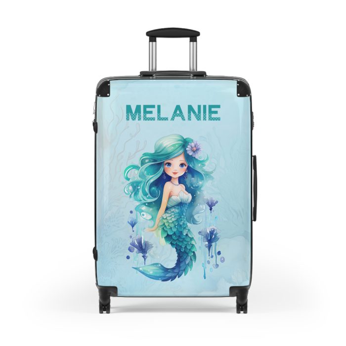 Custom Mermaid Suitcase - Personalized kids' luggage with a charming mermaid design for young travelers.