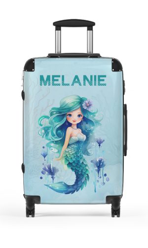 Custom Mermaid Suitcase - Personalized kids' luggage with a charming mermaid design for young travelers.