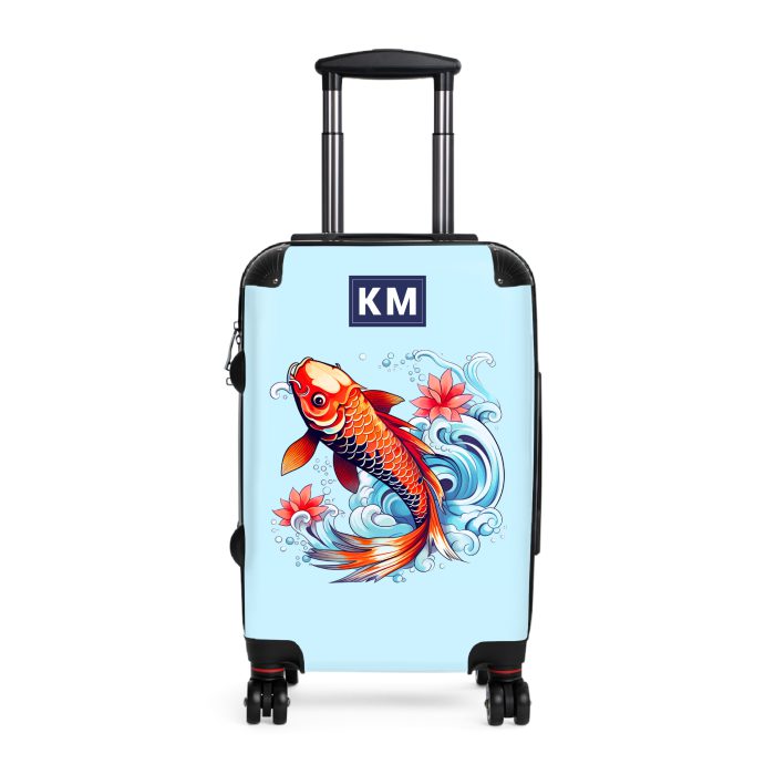 Custom Koi Fish suitcase, a durable and stylish travel companion. Crafted with customizable Koi fish designs, it's perfect for fish enthusiasts seeking personalized aquatic elegance on their journeys.