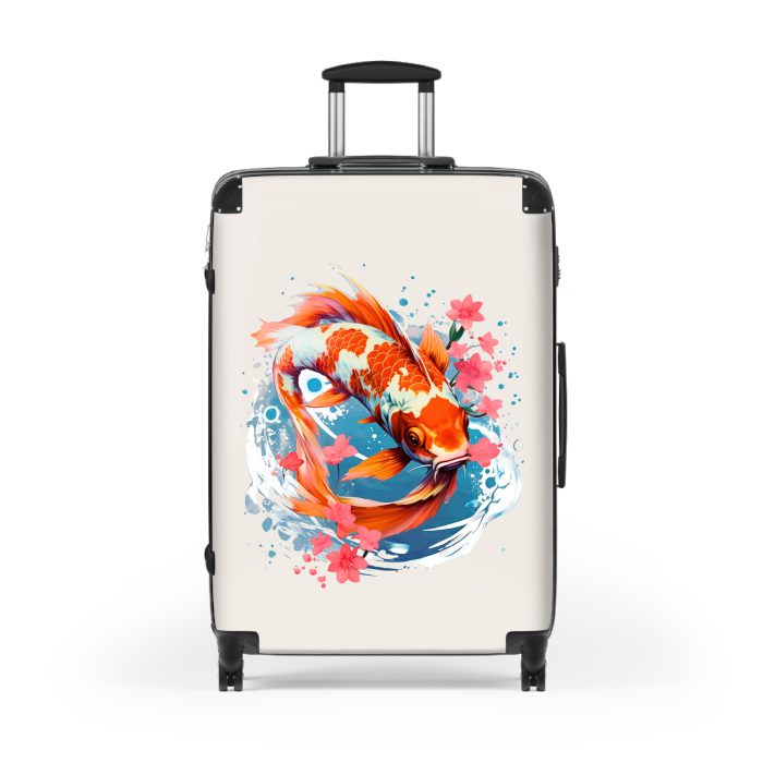 Koi Fish suitcase, a durable and stylish travel companion. Crafted with Koi fish designs, it's perfect for fish enthusiasts seeking serene aquatic excitement on their journeys.