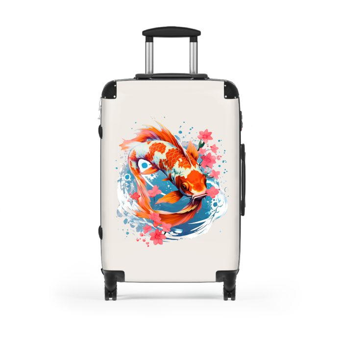 Koi Fish suitcase, a durable and stylish travel companion. Crafted with Koi fish designs, it's perfect for fish enthusiasts seeking serene aquatic excitement on their journeys.