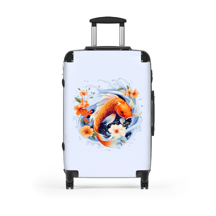 Koi Fish suitcase, a durable and stylish travel companion. Crafted with Koi fish designs, it's perfect for fish enthusiasts seeking serene aquatic excitement on their journeys.