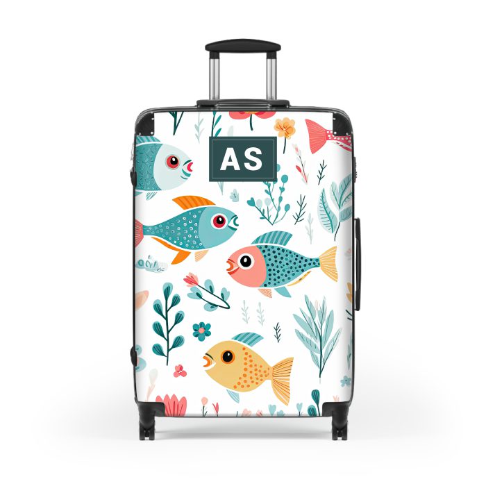 Custom Floral Fish suitcase, a durable and stylish travel companion. Crafted with customizable floral fish designs, it's perfect for personalized and stylish journeys.