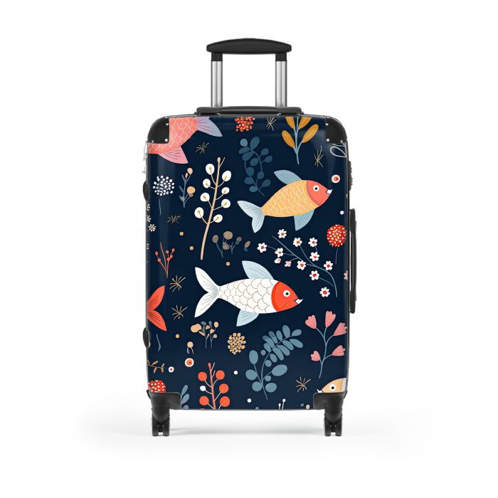 Floral Fish suitcase, a durable and stylish travel companion. Crafted with floral fish designs, it's perfect for fashion-forward voyagers seeking a touch of natural beauty on their journeys.