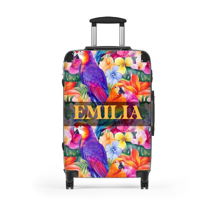 Custom Hawaiian Tiki Luau suitcase, a durable and stylish travel companion. Crafted with custom Hawaiian Tiki Luau designs, it's perfect for those who seek luau joy on their journeys.