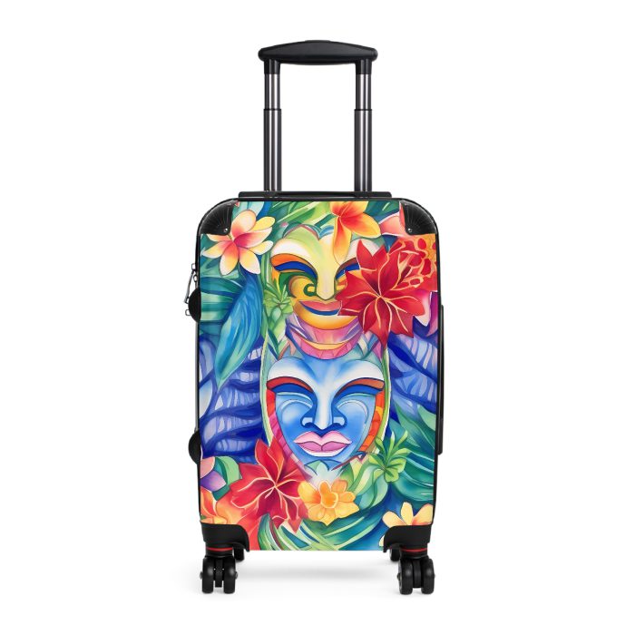 Hawaiian Tiki Luau suitcase, a durable and stylish travel companion. Crafted with vibrant Hawaiian Tiki Luau designs, it's perfect for those who seek island festivities on their journeys.