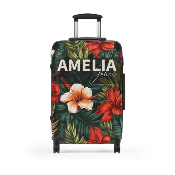 Tropical Hawaiian Custom Suitcase - Elevate your travels with personalized designs tailored to your style, perfect for experiencing paradise.