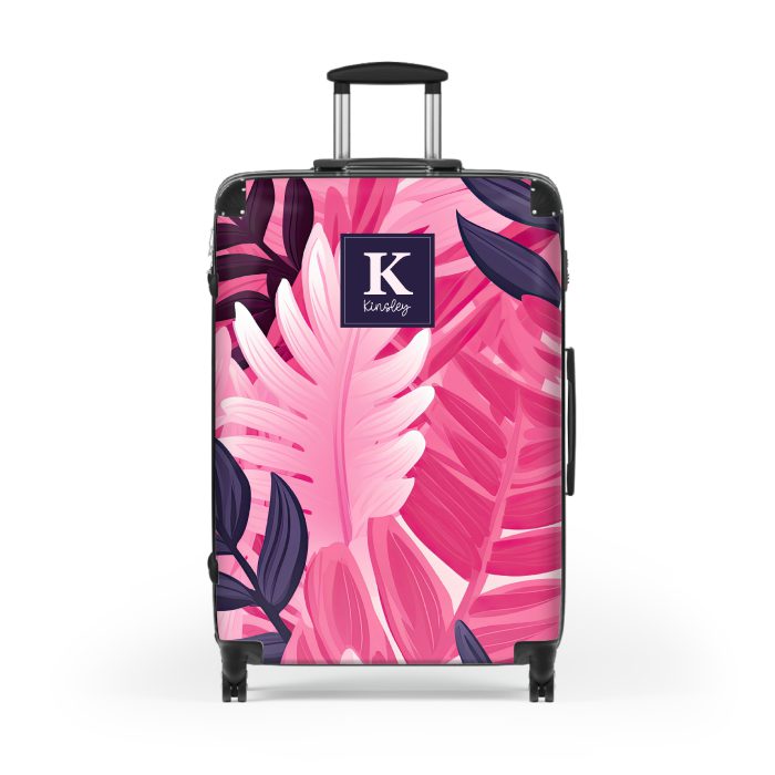 Discover personalized elegance with the Custom Pink Tropical Leaves Suitcase. Crafted to reflect your style, adorned with vibrant tropical foliage—a unique journey awaits.