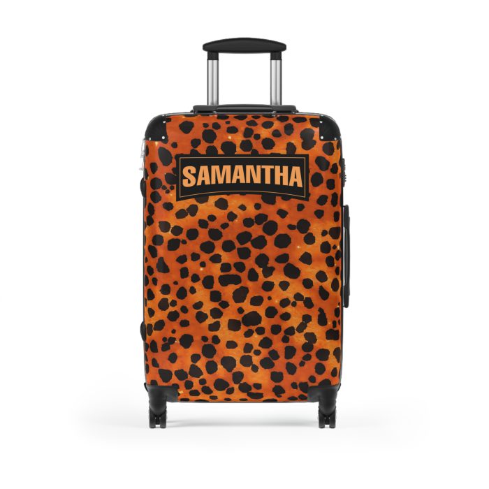 Custom Leopard Print Suitcase - A fashion-forward luggage piece featuring a stylish leopard print for the adventurous and trend-conscious traveler.