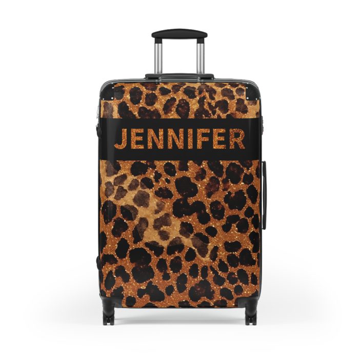 Custom Leopard Print Suitcase - A fashion-forward luggage piece featuring a stylish leopard print for the adventurous and trend-conscious traveler.