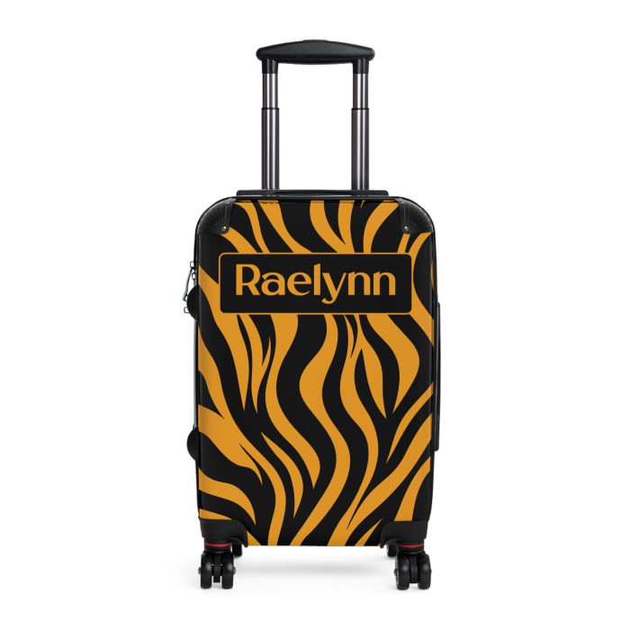 Tiger Print Custom Suitcase - Unleash personalized style with a unique and wild tiger print design for a sophisticated travel experience.