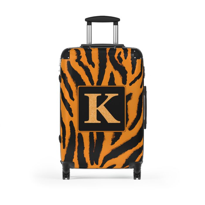 Tiger Print Custom Suitcase - Unleash personalized style with a unique and wild tiger print design for a sophisticated travel experience.