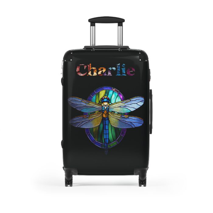 Dragonfly Custom Suitcase - A personalized travel essential adorned with delicate dragonfly motifs, seamlessly blending style and functionality.