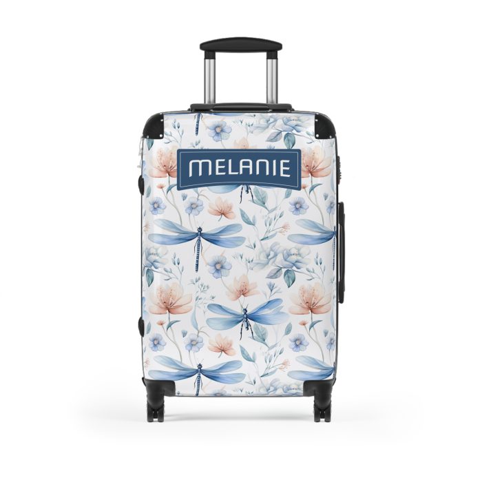 Floral Dragonfly Custom Suitcase - A stunning travel companion adorned with delicate dragonflies and vibrant florals, blending elegance and practicality.