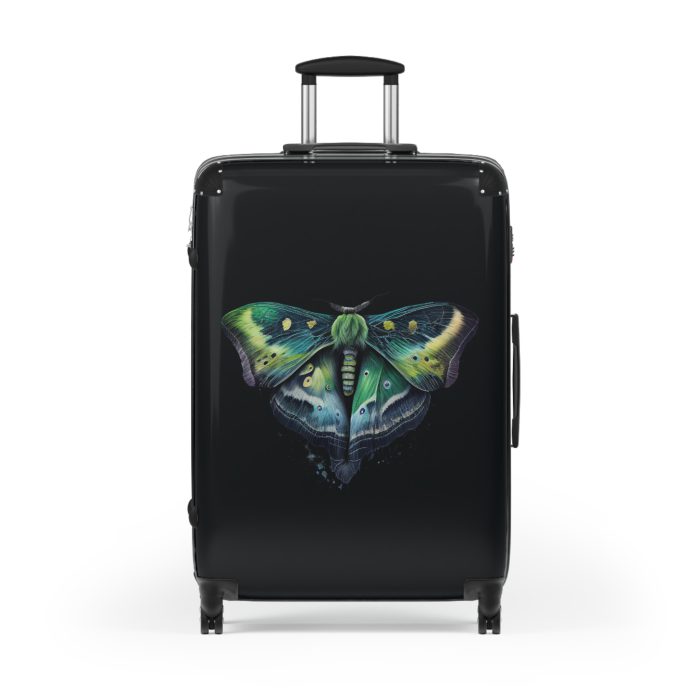 Mystical Moth Suitcase - A travel companion adorned with enchanting moth motifs, blending style with convenience for a magical journey.