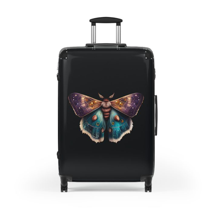 Mystical Moth Suitcase - A travel companion adorned with enchanting moth motifs, blending style with convenience for a magical journey.