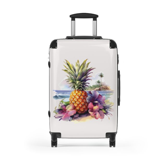 Hawaiian Pineapple Suitcase - A stylish and durable travel companion adorned with a vibrant pineapple design for a touch of island charm.