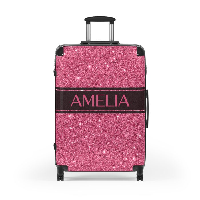 Custom Glitter Suitcase - A personalized travel essential that sparkles with individuality.